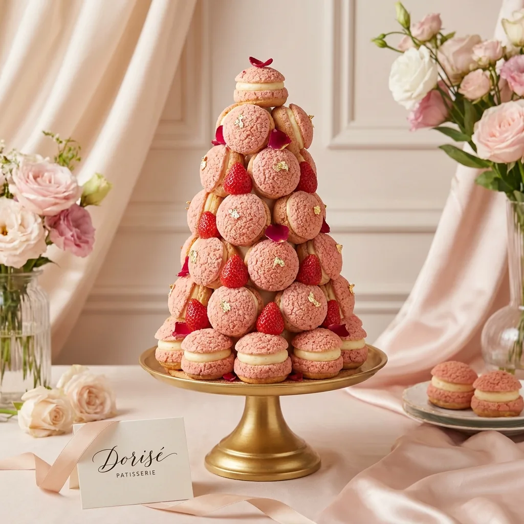 Tháp bánh choux dâu